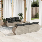 Loungeset 8-delig poly rattan lichtgrijs