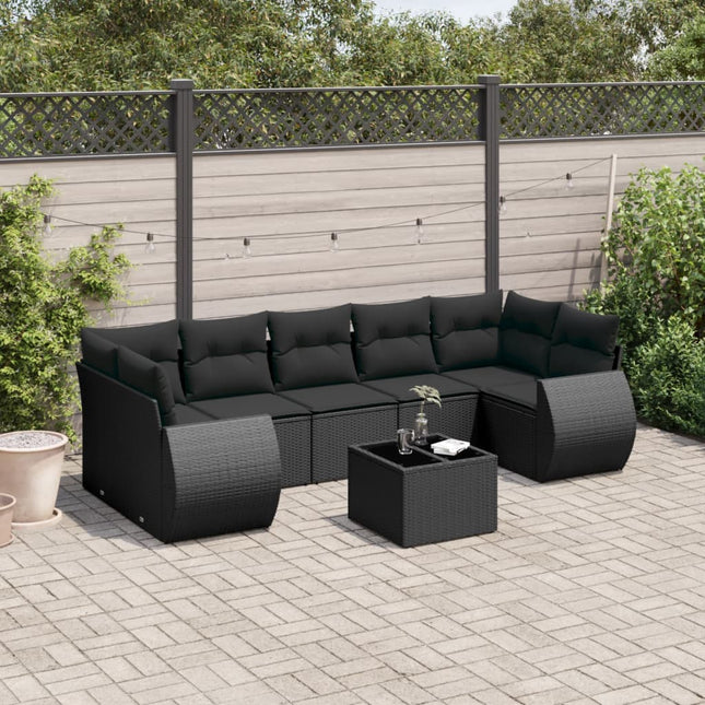 8-Delige Loungeset Met Kussens Poly Rattan Zwart