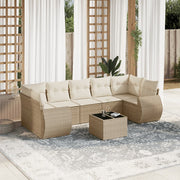 Loungeset 8-delig poly rattan beige