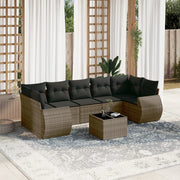 Loungeset 8-delig poly rattan grijs