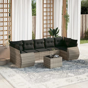 Loungeset 8-delig poly rattan lichtgrijs