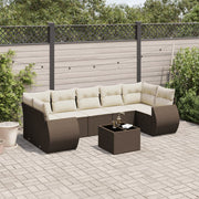 Loungeset poly rattan bruin 8-delig