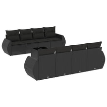 9-Delige Loungeset Met Kussens Poly Rattan Zwart