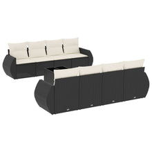 9-Delige Loungeset Met Kussens Poly Rattan Zwart
