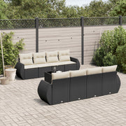 Loungeset 9-delig poly rattan zwart