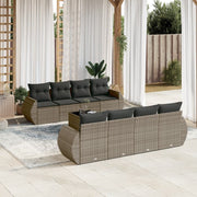 Loungeset 9-delig poly rattan grijs