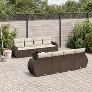 Loungeset poly rattan bruin 9-delig