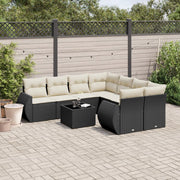 Loungeset 9-delig poly rattan zwart