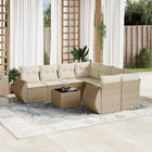 9-piece Lounge Set with Cushions Poly Rattan Beige
