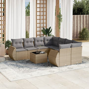 Loungeset 9-delig poly rattan beige