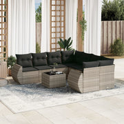 Loungeset 9-delig poly rattan lichtgrijs