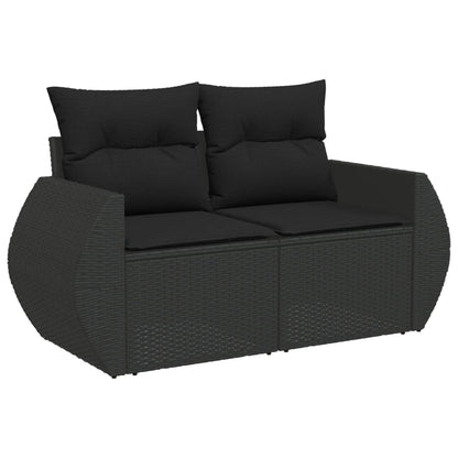 4-Delige Loungeset Met Kussens Poly Rattan Zwart