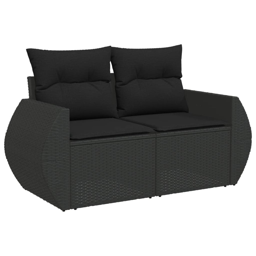 4-Delige Loungeset Met Kussens Poly Rattan Zwart