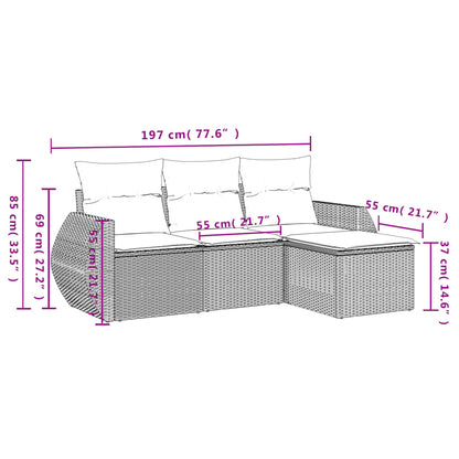 4-Delige Loungeset Met Kussens Poly Rattan Zwart