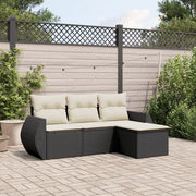 Loungeset 4-delig poly rattan zwart