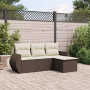Loungeset poly rattan 4-delig bruin
