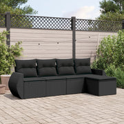 Loungeset 5-delig poly rattan zwart