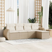 Loungeset 5-delig poly rattan beige