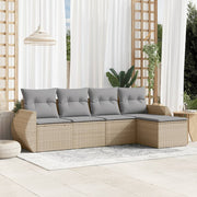 Loungeset 5-delig poly rattan beige