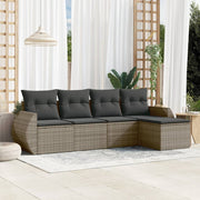 Loungeset 5-delig poly rattan grijs