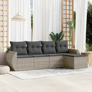 Loungeset 5-delig poly rattan lichtgrijs