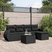 Loungeset 6-delig poly rattan zwart