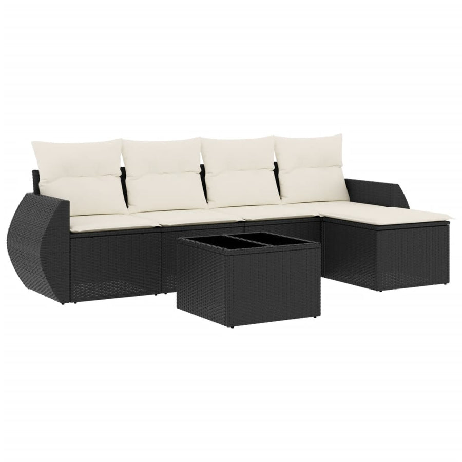 6-Delige Loungeset Met Kussens Poly Rattan Zwart