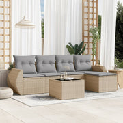 Loungeset 6-delig poly rattan beige