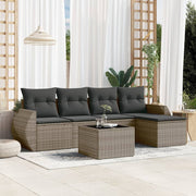 Loungeset 6-delig poly rattan grijs