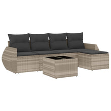 6-delige Loungeset met kussens poly rattan lichtgrijs