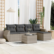 Loungeset 6-delig poly rattan lichtgrijs