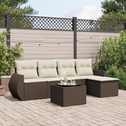 Loungeset 6-delig poly rattan bruin