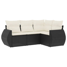 4-Delige Loungeset Met Kussens Poly Rattan Zwart