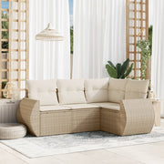 Loungeset 4-delig poly rattan beige