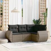 Loungeset 4-delig poly rattan grijs