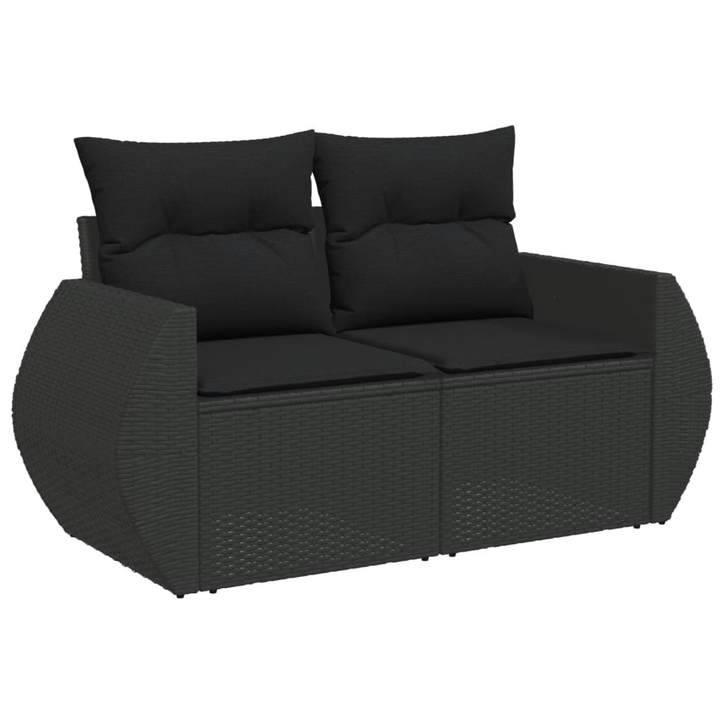 5-Delige Loungeset Met Kussens Poly Rattan Zwart
