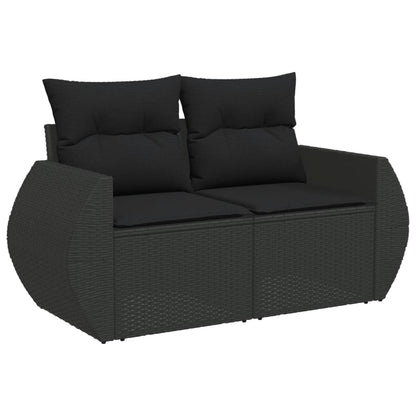 5-Delige Loungeset Met Kussens Poly Rattan Zwart