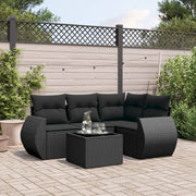 Loungeset 5-delig poly rattan zwart
