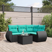 Tuinbankset polyrotan zwart 5-delig