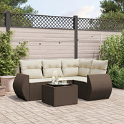 Loungeset 5-delig poly rattan bruin