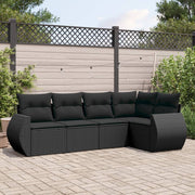 Loungeset 5-delig poly rattan zwart