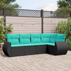 5-Piece Poly Rattan Garden Sofa Set with Cushions Black