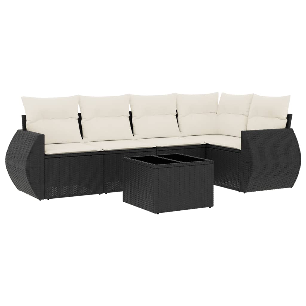 6-Delige Loungeset Met Kussens Poly Rattan Zwart