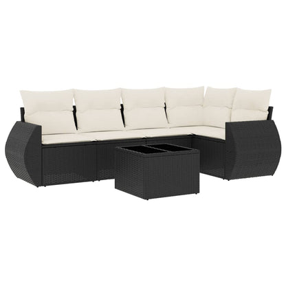 6-Delige Loungeset Met Kussens Poly Rattan Zwart