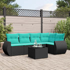 6-piece garden lounge set with cushions black poly rattan