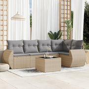 Loungeset 6-delig poly rattan beige