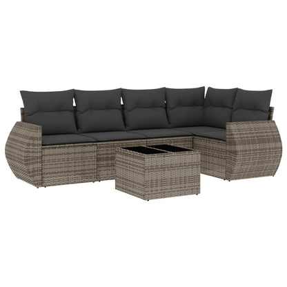 6-Delige Loungeset Met Kussens Poly Rattan Grijs