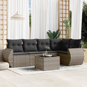 Loungeset 6-delig poly rattan grijs