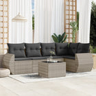 6-piece Lounge Set with cushions poly rattan light grey