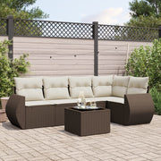 Loungeset 6-delig poly rattan bruin